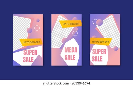 Gradient sale social media story collection. - Vector.