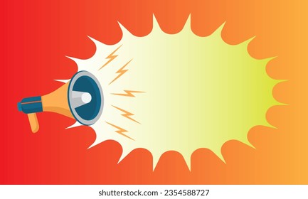 Gradient Sale Text Box With Megaphone, Sale Banner, Text Box, Megaphone, announcement, information, vector illustration.