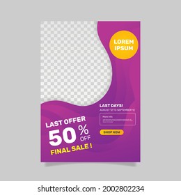 Gradient sales poster template with photo. - Vector.