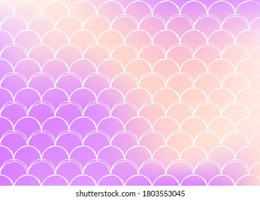 Gradient scale background with holographic mermaid. Bright color transitions. Fish tail banner and invitation. Underwater and sea pattern for girlie party. Creative backdrop with gradient scale.