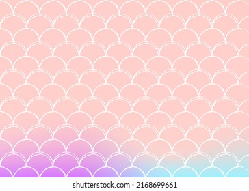 Gradient scale background with holographic mermaid. Bright color transitions. Fish tail banner and invitation. Underwater and sea pattern for girlie party. Creative backdrop with gradient scale.