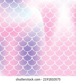 Gradient scale background with holographic mermaid. Bright color transitions. Fish tail banner and invitation. Underwater and sea pattern for girlie party. Spectrum backdrop with gradient scale.