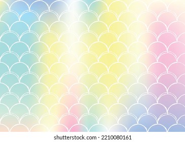 Gradient scale background with holographic mermaid. Bright color transitions. Fish tail banner and invitation. Underwater and sea pattern for girlie party. Iridescent backdrop with gradient scale.