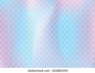 Gradient scale background with holographic mermaid. Bright color transitions. Fish tail banner and invitation. Underwater and sea pattern for girlie party. Plastic backdrop with gradient scale.