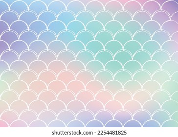 Gradient scale background with holographic mermaid. Bright color transitions. Fish tail banner and invitation. Underwater and sea pattern for girlie party. Fluorescent backdrop with gradient scale.