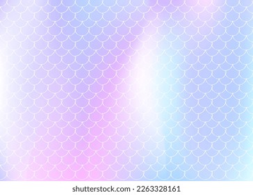 Gradient scale background with holographic mermaid. Bright color transitions. Fish tail banner and invitation. Underwater and sea pattern for girlie party. Vibrant backdrop with gradient scale.
