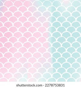 Gradient scale background with holographic mermaid. Bright color transitions. Fish tail banner and invitation. Underwater and sea pattern for girlie party. Colorful backdrop with gradient scale.