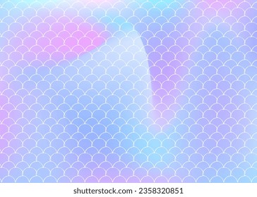 Gradient scale background with holographic mermaid. Bright color transitions. Fish tail banner and invitation. Underwater and sea pattern for girlie party. Creative backdrop with gradient scale.