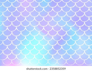 Gradient scale background with holographic mermaid. Bright color transitions. Fish tail banner and invitation. Underwater and sea pattern for girlie party. Spectrum backdrop with gradient scale.