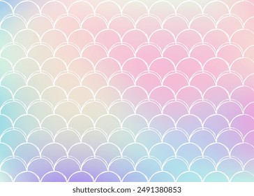 Fondo de escala de gradiente con sirena holográfica. Transiciones de color brillantes. Anuncio de cola de pescado e invitación. Patrón submarino y marino para fiesta de chicas. Fondo multicolor con escala de degradado.