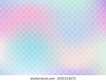 Gradient scale background with holographic mermaid. Bright color transitions. Fish tail banner and invitation. Underwater and sea pattern for girlie party. Neon backdrop with gradient scale.