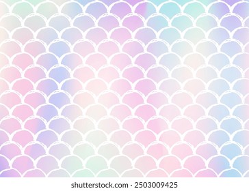 Gradient scale background with holographic mermaid. Bright color transitions. Fish tail banner and invitation. Underwater and sea pattern for girlie party. Plastic backdrop with gradient scale.