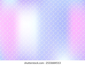 Gradient scale background with holographic mermaid. Bright color transitions. Fish tail banner and invitation. Underwater and sea pattern for girlie party. Stylish backdrop with gradient scale.