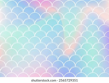 Gradient scale background with holographic mermaid.