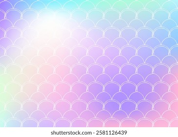 Gradient scale background with holographic mermaid.