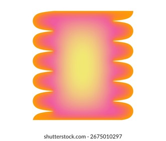 Gradient scallop wavy frame. Y2k rectangle wave border sticker. Groovy form. Squiggle colored frames. Vector illustration