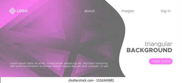 Gradient Science Illustration. Gray Technology Brochure. Futuristic Landing Page. Digital Triangle Graphic. Science Geometric. Pink Technology Background. Gradient Landing Page. Science Presentation.