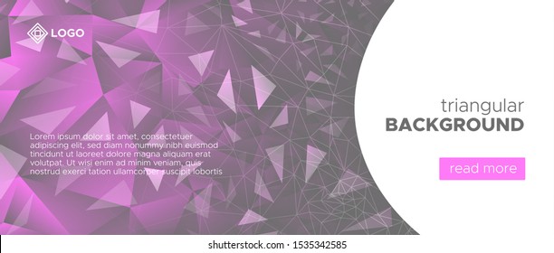 Gradient Science Illustration. Gray Technology Geometric. Business Landing Page. Digital Triangle Banner. Science Brochure. Pink Technology Presentation. Gradient Landing Page. Science Background.
