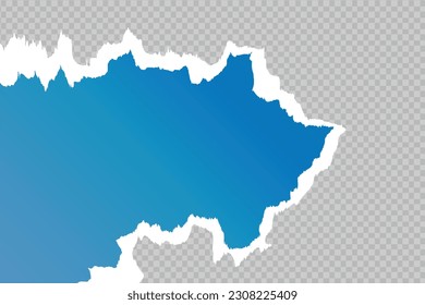 Gradient scrap paper with long torn edge on transparent background
