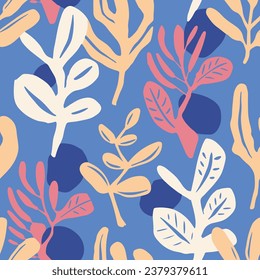 Gradient Seamless Abstract Simple Element Background. Pink Endless Fashion Spring Fabrics, Seamless Wallpaper. Yellow Seamless Doodle Plant Ornament Art. 