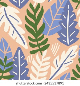 Gradient Seamless Abstract Vintage Invitation Pattern. White Seamless Classic Jungle Scribble, Seamless Design. Colorful Continuous Summer Organic Ornament Art. 