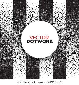 Gradient Seamless Background with Black Dots. Dotwork Engraving Pattern Background. Vector Illustration.