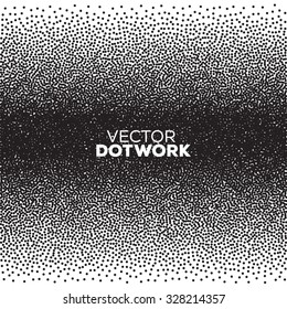 Gradient Seamless Background with Black Dots. Dotwork Engraving Pattern Background. Vector Illustration.