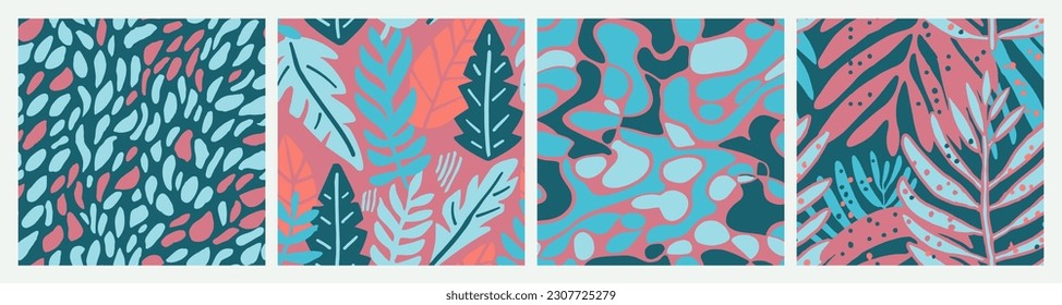 Gradient Seamless Color Artistic Fabrics Pattern. Purple Repeated Abstract Beautiful Template, Seamless Backdrop. Pink Seamless Summer Blossom Illustration Collection. 