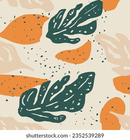 Gradient Seamless Color Bloom Paint Background. Green Endless Elegant Natural Lines, Seamless Design. Blue Continuous Doodle Palm Scribble Backdrop. 