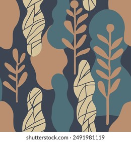 Gradient Seamless Color Foliage Lines Wallpaper. Orange Repetitive Doodle Artistic Ornament, Seamless Backdrop. Vivid Continuous Summer Simple Element Background. 