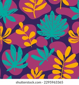 Gradient Seamless Color Foliage Watercolor Texture. Dark Repetitive Decoration Tropic Fabrics, Seamless Background. Green Continuous Fashion Branch Scribble Backdrop. 