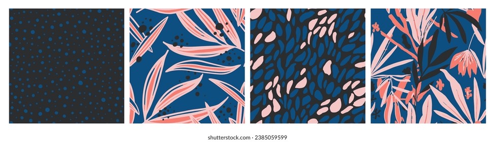 Gradient Seamless Color Natural Surface Wallpaper. Yellow Seamless Elegant Garden Invitation, Seamless Design. Pink Continuous Nature Bloom Decor Pattern. 