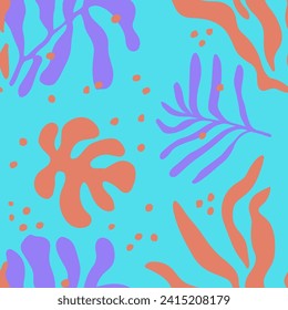 Farbenfreier, nahtloser natürlicher Oberflächenvektor. violetter, mehrfarbiger Modebaum, Textil, Nahtloses Muster. Rosa Kontinuierliche Natur Dschungel Form Textur. 
