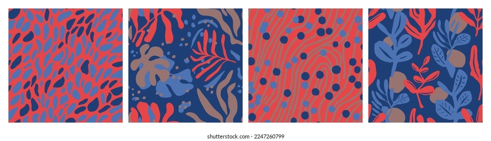 Farbenfrohe, zeitgenössische, frische Hintergrundbilder. Hippie Seamless Elegant Palm Paint, Nahtlose Muster. Farbiges, endloses Design der Nadelbaum-Oberfläche. 