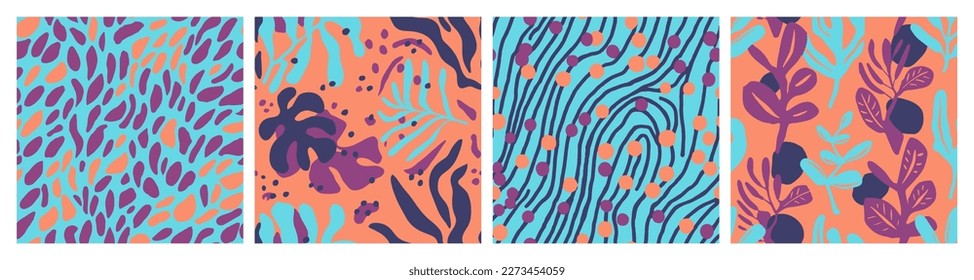 Gradient Seamless Contemporary Modern Invitation Backdrop. Orange Seamless Summer Plant Illustration, Seamless Print. Pink Continuous Abstract Bloom Ornament Art. 