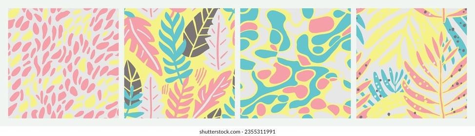 Gradient Seamless Decoration Artistic Surface Backdrop. Colorful Repeated Summer Simple Ornament, Seamless Print. White Endless Abstract Palm Textile Collection. 