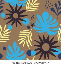 La Decoración Decorativa De La Decoración De Un Gradiente Sin Precedentes Deja La Textura. Obra de arte creativa de primavera sin foco, vector sin foco. Brillante Papel De Taller De Invitación Trópica De Moda Repetida. 
