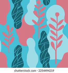Gradient Seamless Decoration Organic Watercolor Design. Hippie Continuous Contemporary Flora Scribble, Seamless Pattern. Vibrant Repetitive Summer Jungle Shape Art. 