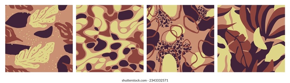 Gradient Seamless Decoration Retro Style Design. Pink Continuous Nature Trendy Element, Seamless Set. Orange Repetitive Summer Spring Textile Pattern. 