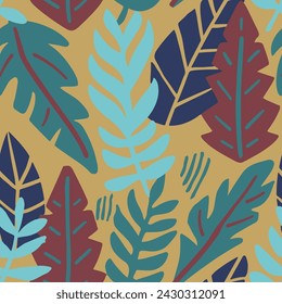 Gradient Seamless Doodle Retro Scribble Backdrop. Green Repetitive Color Bloom Invitation, Seamless Design. Vibrant Repeated Summer Foliage Decor Wallpaper. 