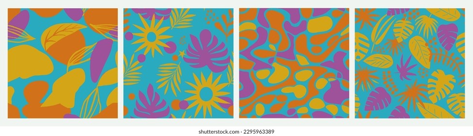 Gradient Seamless Doodle Tropic Watercolor Wallpaper. Black Endless Fashion Spring Invitation, Seamless Art. Purple Continuous Classic Decorative Style Set. 