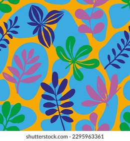 Gradient Seamless Elegant Palm Scribble Background. Light Endless Summer Blossom Surface, Seamless Backdrop. Dark Continuous Fashion Graphic Watercolor Art. 