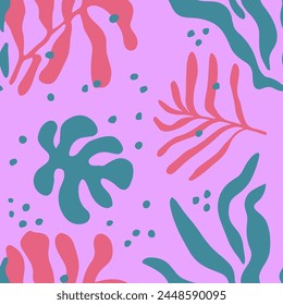Gradient Seamless Fashion Foliage Style Art. Pink Seamless Classic Spring Ornament, Seamless Vector. Black Repetitive Creative Branch Shape Background. 
