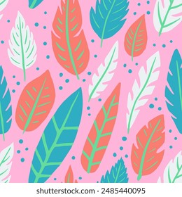 Farbverlauf Nahtloser grafischer Gefieder-Farbdruck. Lebendige nahtlose schöne Federfläche, nahtlose Kulisse. Gelbe durchgehende Sommer Federn Ornament Design. Federkleid