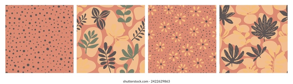 Gradient Seamless Nature Isolated Textile Collection. violette, mehrfarbige zeitgenössische Pflanzenfarbe, nahtloser Hintergrund. Dunkler, stetig abstrakter, moderner Abstrakter-Vektorgrafik. 