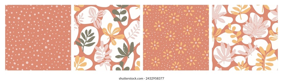 Gradient Seamless Summer Blossom Leaves Background. Bright Seamless Abstract Fresh Surface, Seamless Vector. Yellow Repeated Classic Beautiful Scribble Art. 