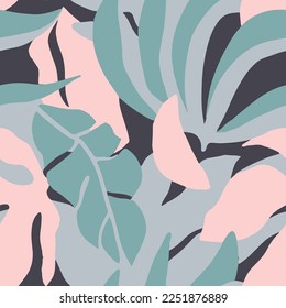 Gradient Seamless Summer Graphic Shape Pattern. Light Repeated Fashion Decorative Watercolor, Seamless Wallpaper. Green Repetitive Classic Fresh Leaves Print. 