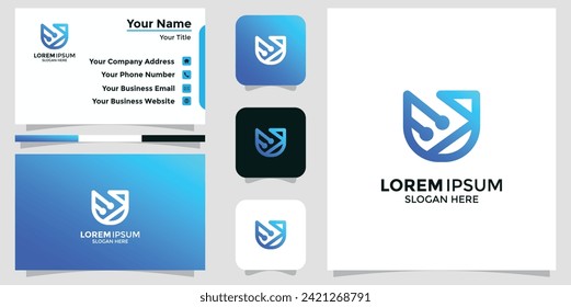 colección de plantillas de logotipo de seguridad de degradado y tarjetas de visita