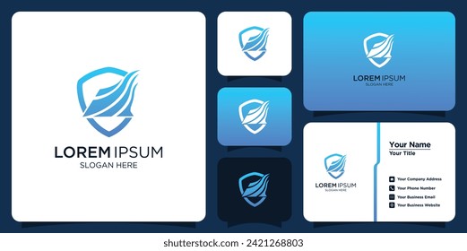 gradient security logo template collection and business cards