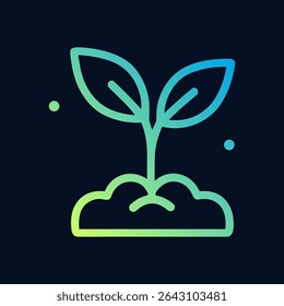 Gradiente brotos de plântulas de montículo terra. Ilustração de símbolo de ícone